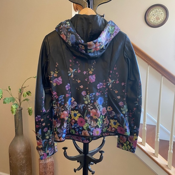 Marciano Pelle Fabulous Genuine Lambskin Leather Moto Jacket Hoodie Sz 42 Small - Picture 5 of 16